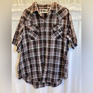 Ely Cattleman Black and Red Plaid Casual Button Down Shirt
